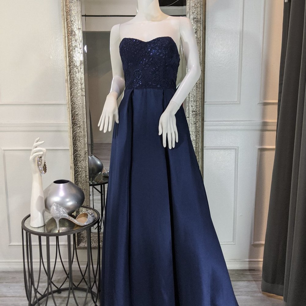 Navy Blue Formal Evening Prom Dress Gown